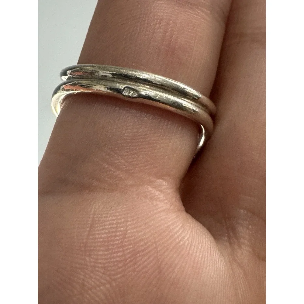 Vintage 925 Sterling Silver & Baltic Amber‎ Ring Sz 8 ADJUSTABLE